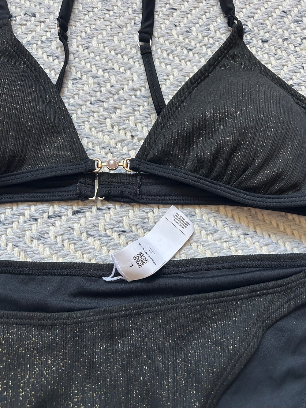 Cupshe Black Sparkle Triangle Bikini Set (L) - Picture 6 of 11